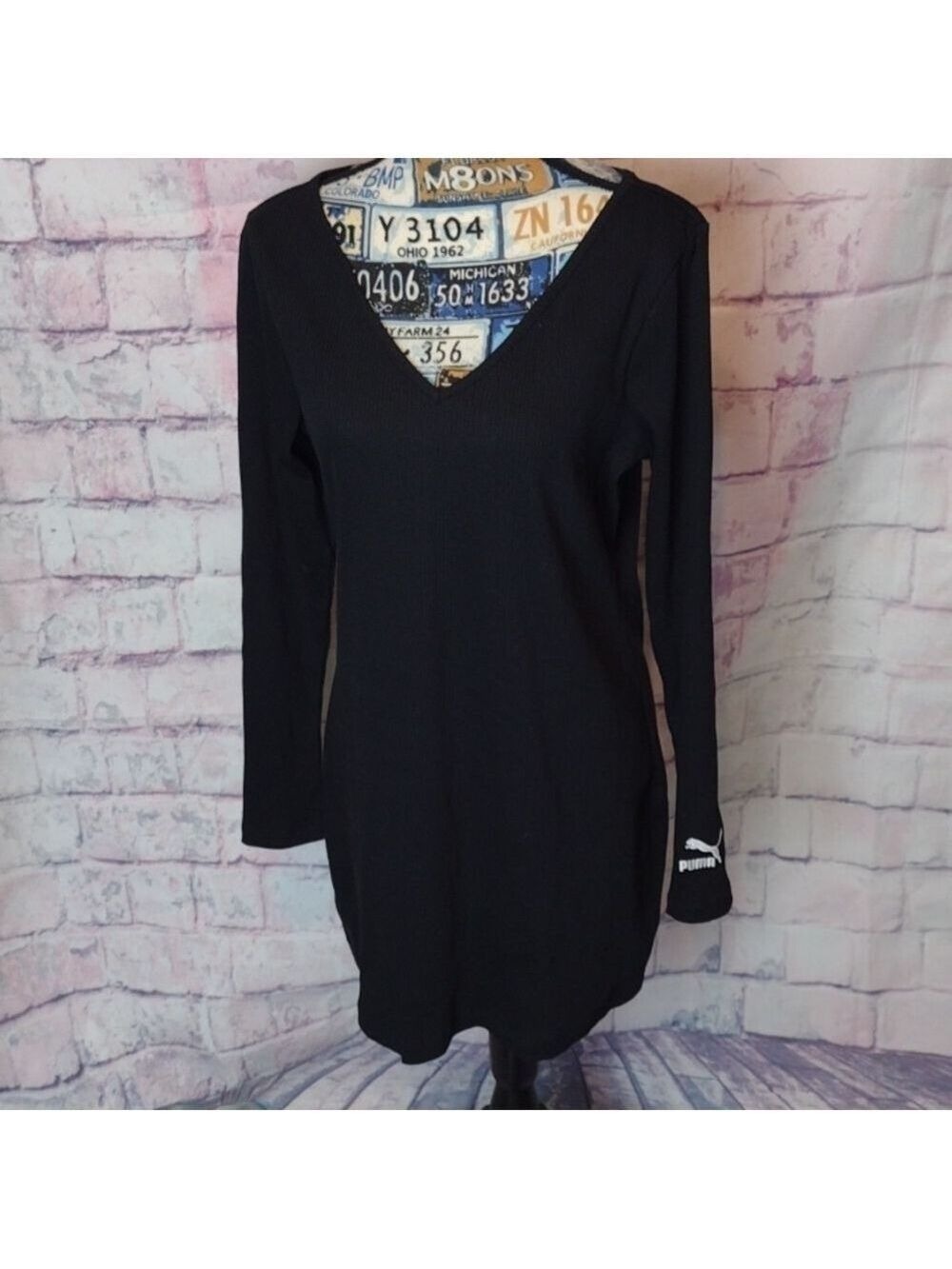 PUMA Black Classics Ribbed Bodycon Dress Size XL - Picture 2 of 8